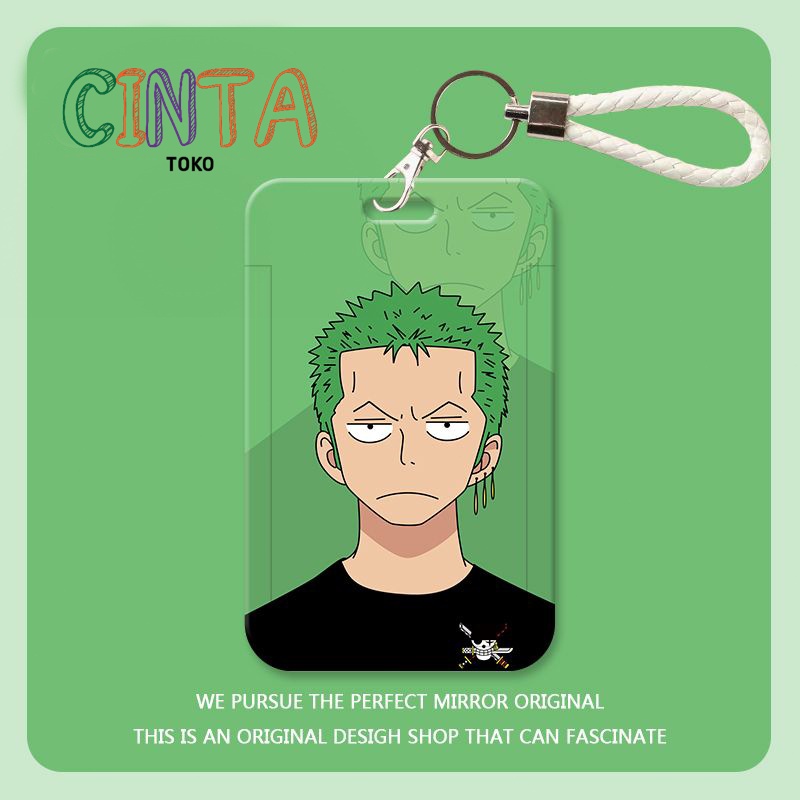 

Anime One Piece Zoro student ID card holder canteen meal card work card badge protective cover can be hung around the neck sliding cover