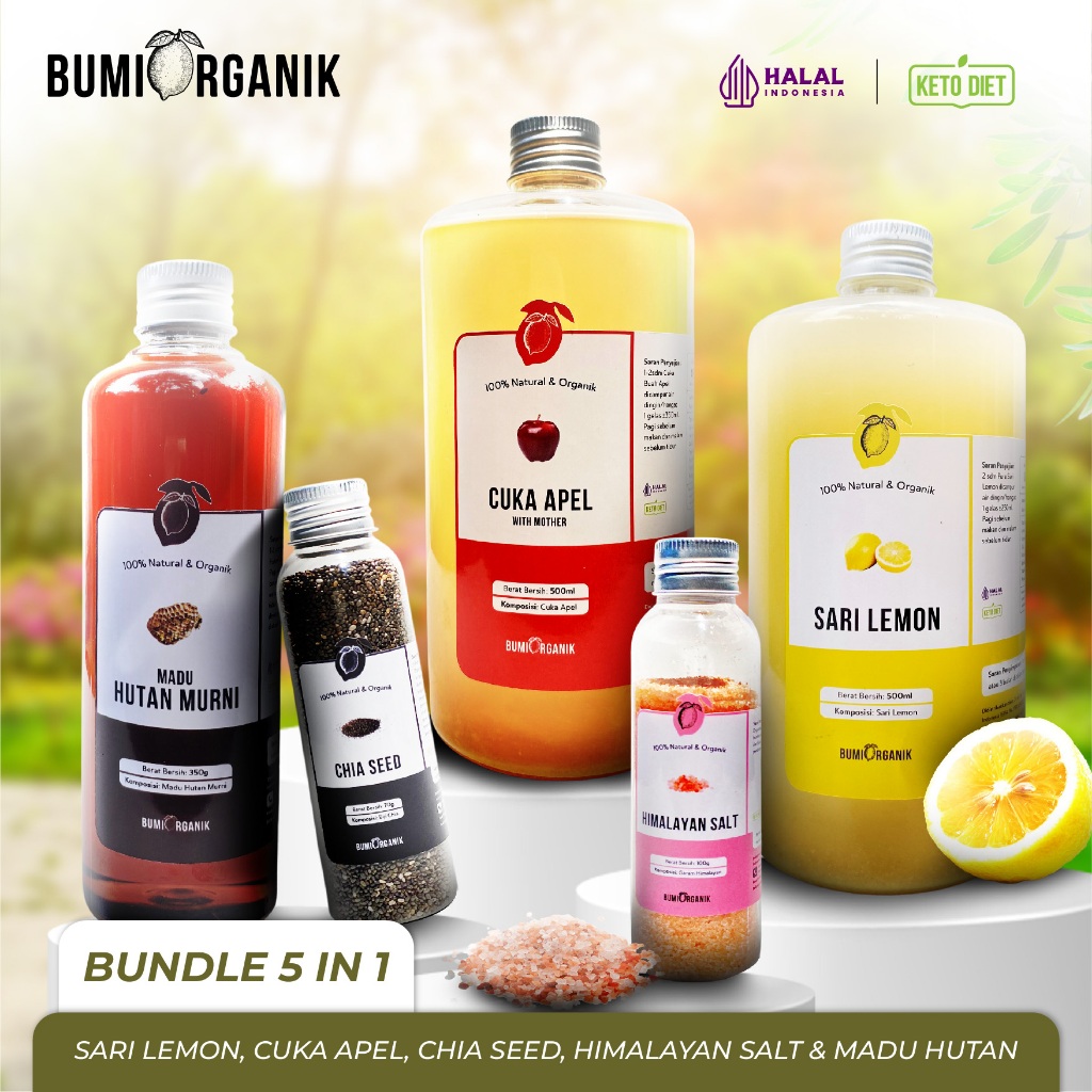 

PAKET SUPER 1 BUMI ORGANIK CUKA APEL LEMON MADU HUTAN HIMALAYAN SALT CHIA SEED/SARI LEMON PURE / SARI LEMON CALIFORNIA / AIR LEMON / APPLE CIDER VINEGAR / CUKA SARI APEL NUTRIFARM / BRAGG / DARI BUMI / LEMOVITA / SARI LEMON GEMELI LEMOVITA NUTRILOGY