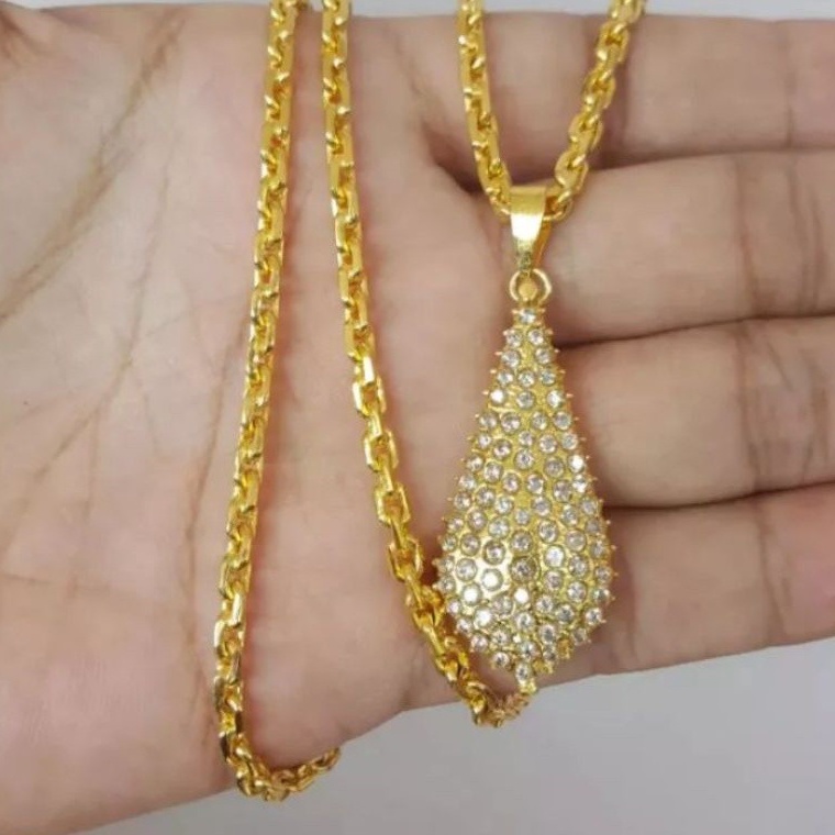 KODE W22X Kalung nuri emas asli liontin labu duri 24k berat 18gram dapat surat dari toko