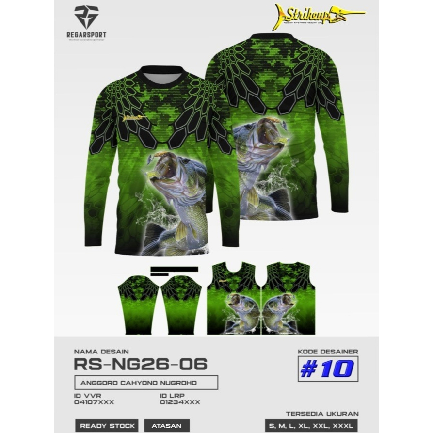 REGARSPORT - 114 Kaos mancing lengan panjang warna hijau hitam
