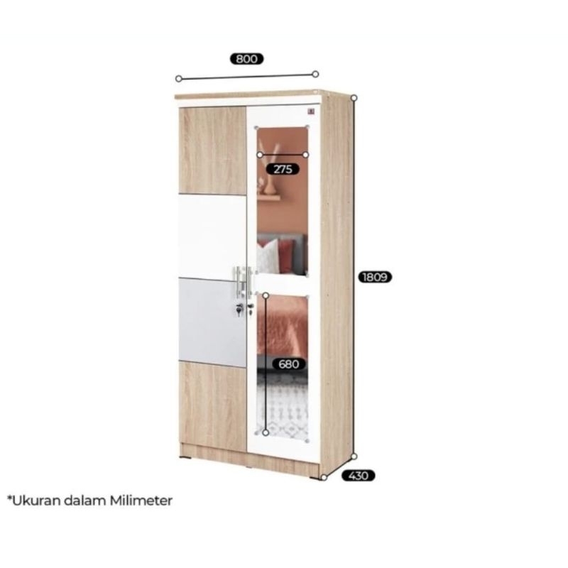 Lemari pakaian 2 pintu navaro olimpic