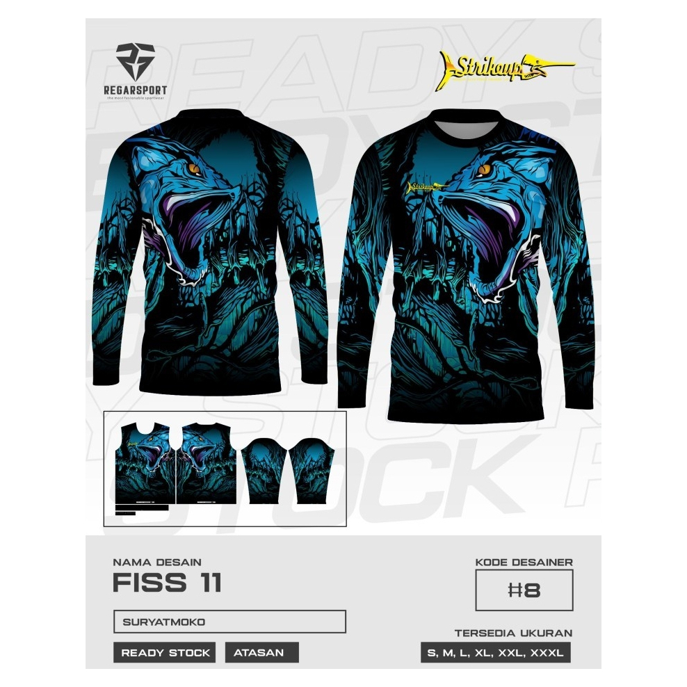 REGARSPORT - 115 Jersey mancing lengan panjang gambar ikan