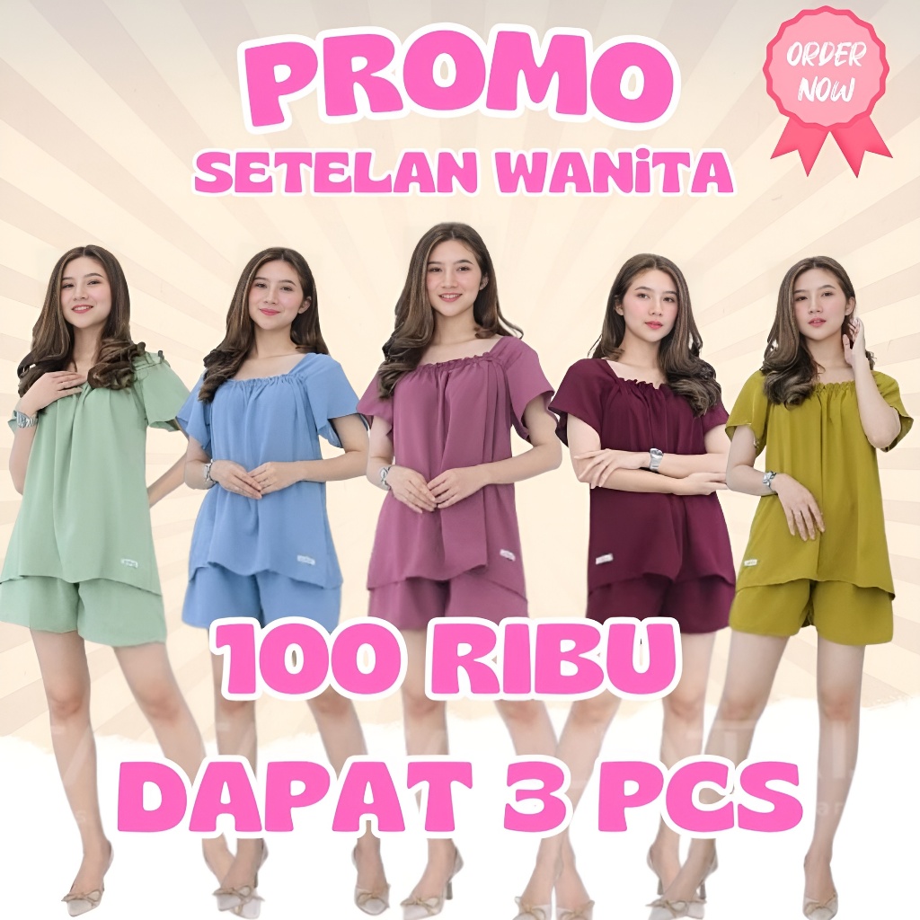 PROMO SETELAN WANITA BELI 100 RIBU DAPAT 3PCS One Set kekinian Setelan Baju Wanita model Fuji Hotpan