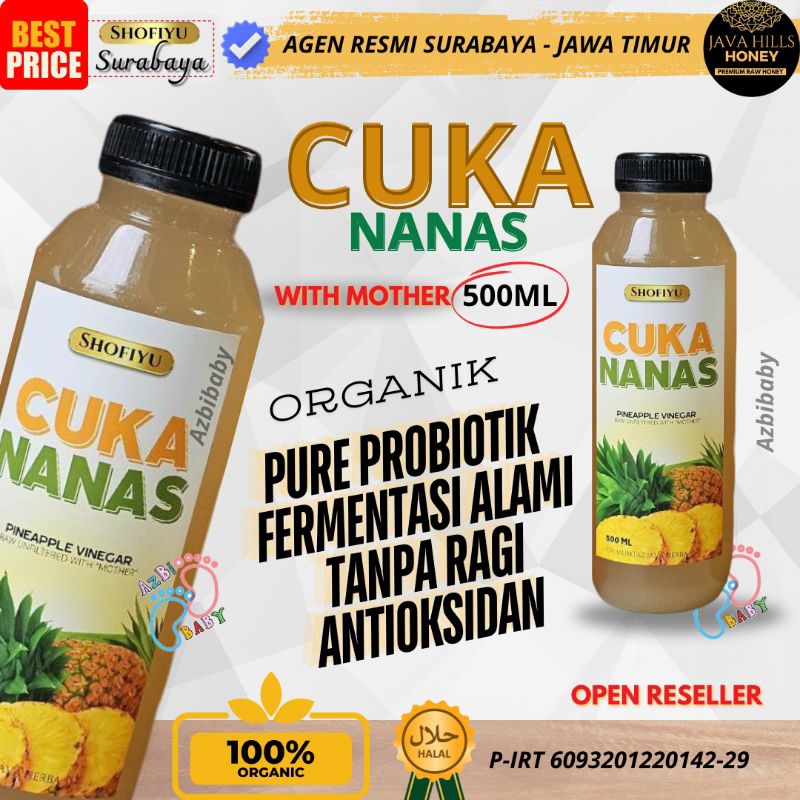 

Cuka nanas Cider Vinegar Pineapple tanpa ragi kontrol gula darah diet detox kemasan 500ml free jahe merah bisa cod