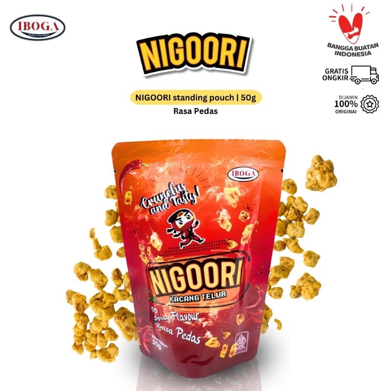 

Kacang Telur Nigoori 50gr varian bawang dan pedas