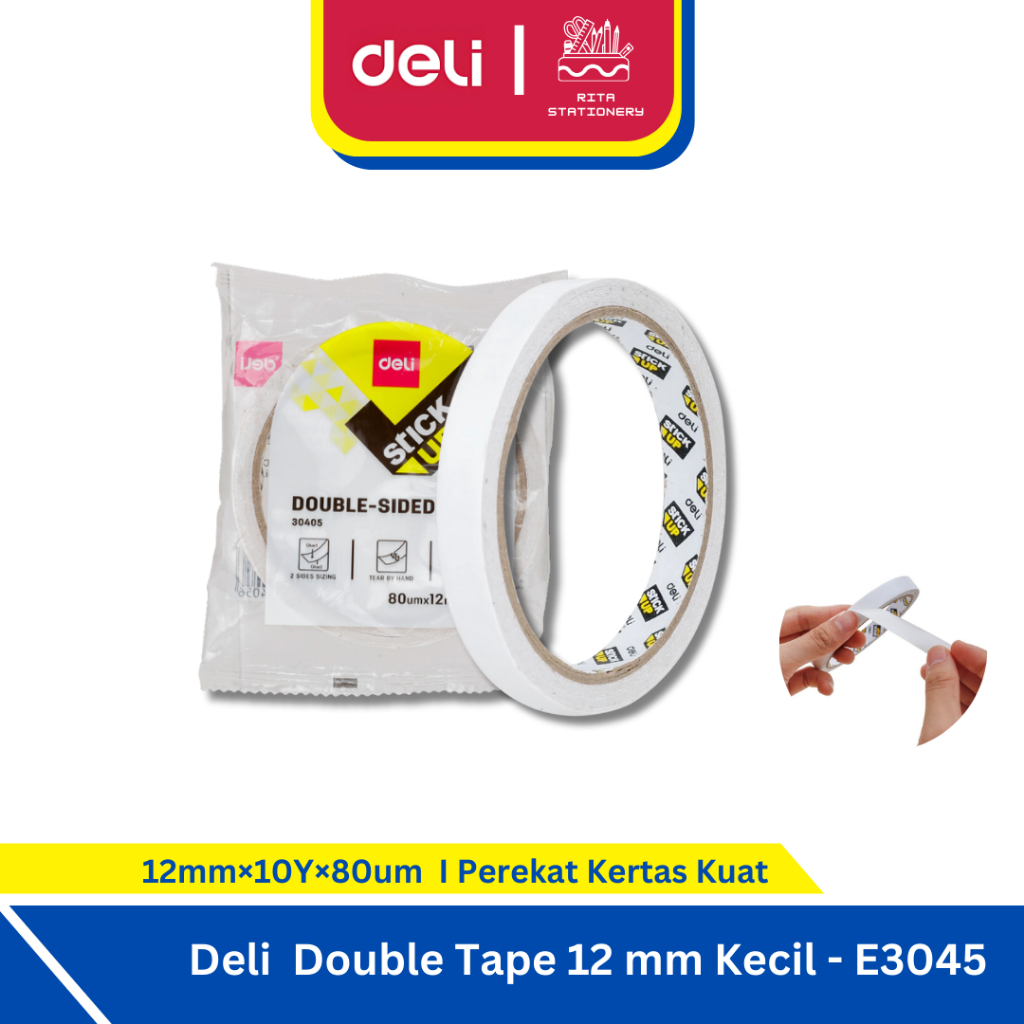 

Deli Double Tape Kecil 12 mm / doble tape isolasi bolak balik satuan - E30405