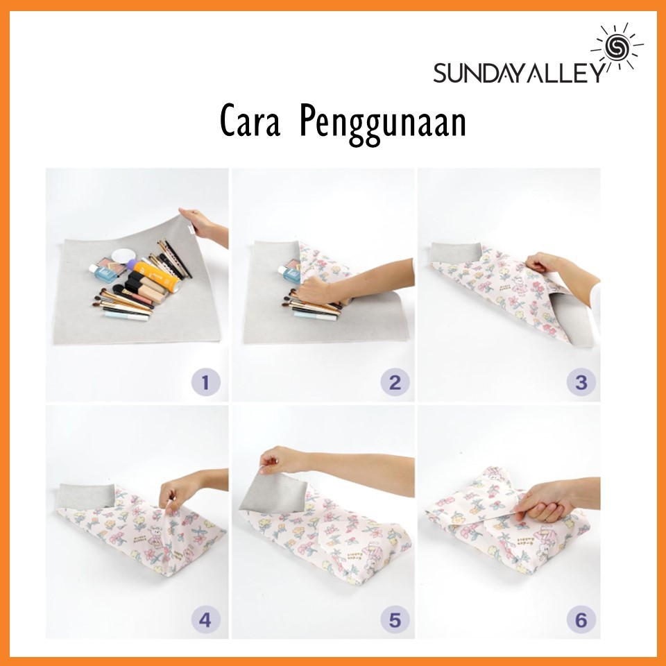 RJ8 Sunday Alley - Magic Cloth Make Up Bag Tas Make Up Besar Kosmetik Muat Banyak Self Adhesive