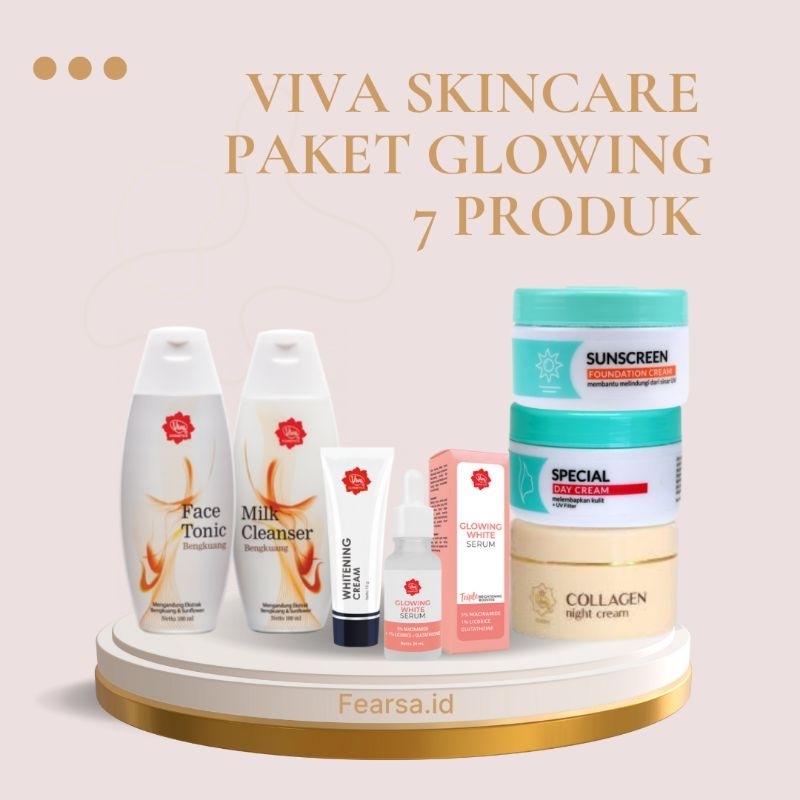 Paket Viva Skincare / Viva Face Tonic Benguang dan Milk Cleanser Bengkuang/ 7 Produk Paket Viva Glow