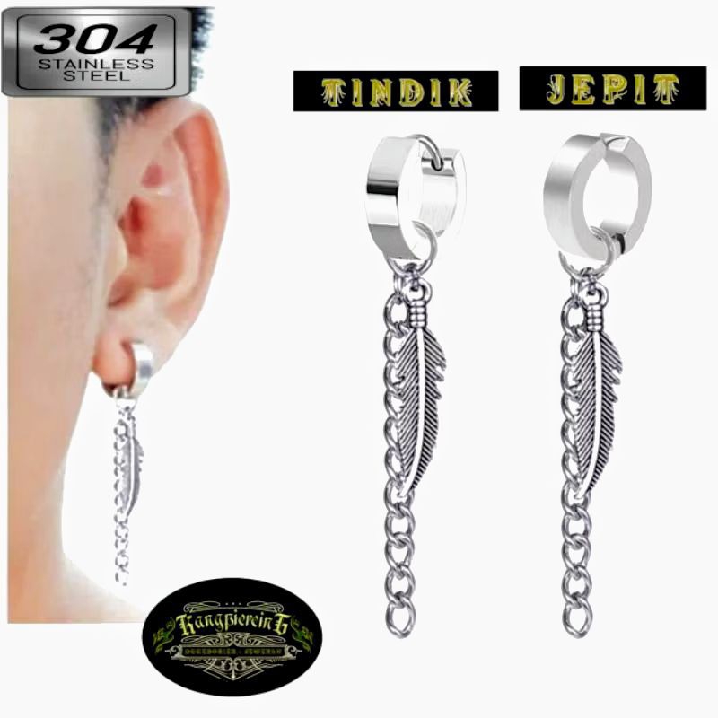 ANTING JEPIT TINDIK PRIA WANITA MODEL BULU RANTAI JURAI