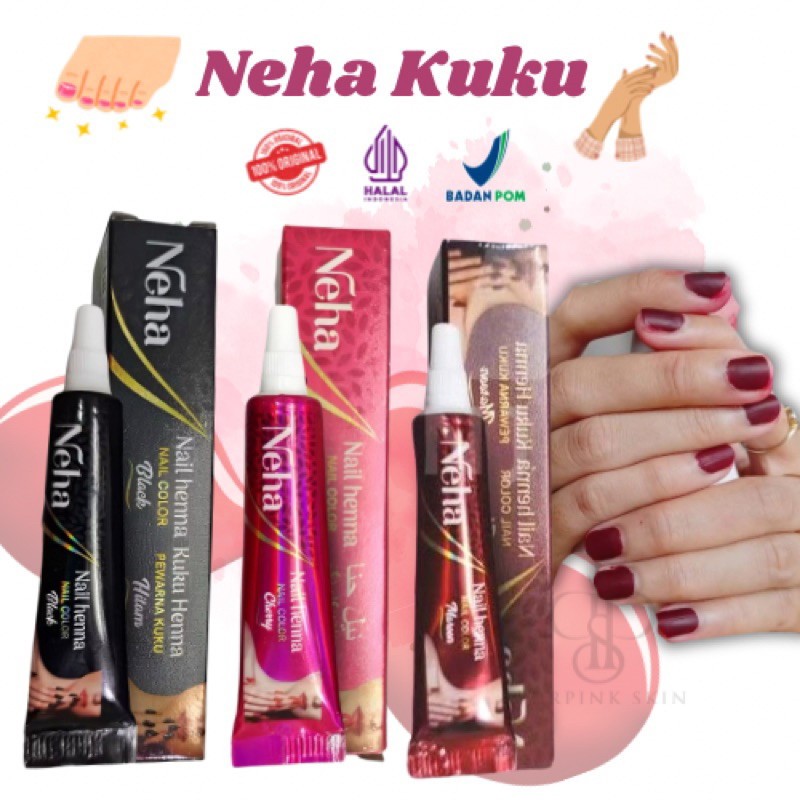 Henna Kuku Neha / Pacar Kuku Sah Untuk Sholat | Neha Nail Color | Henna Kuku Merah Maron Coklat Hita