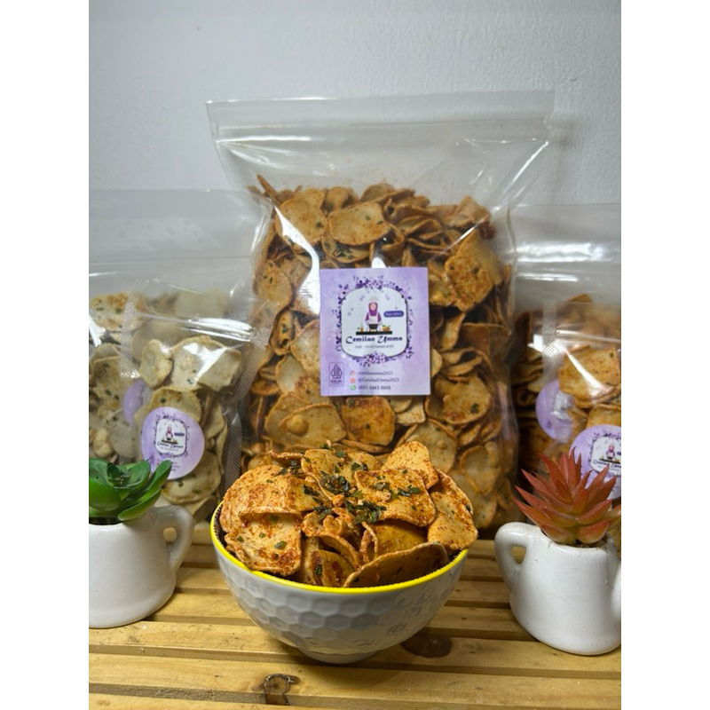

Basreng Rempah non msg kemasan pouch ukuran 1kg