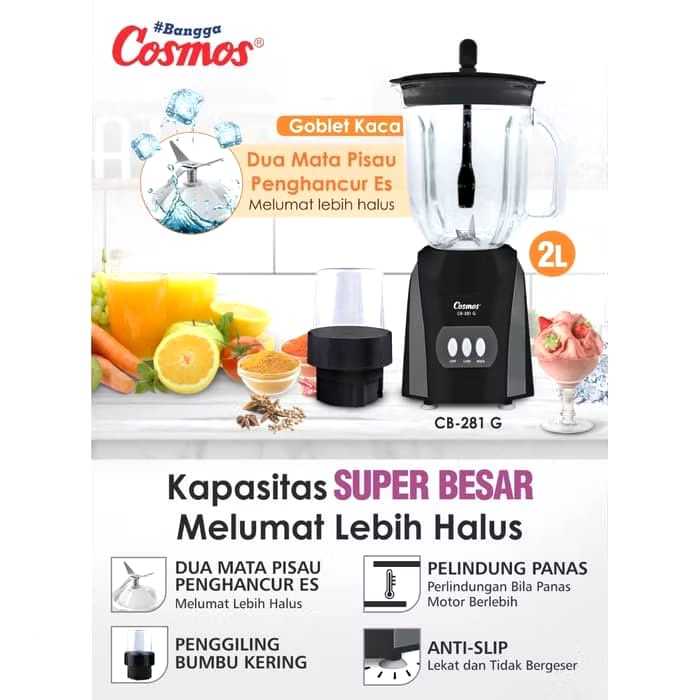 COSMOS BLENDER CB-281-G / CB281G/ BLENDER KAPASITAS 2 LITER / COSMOS BLENDER KACA