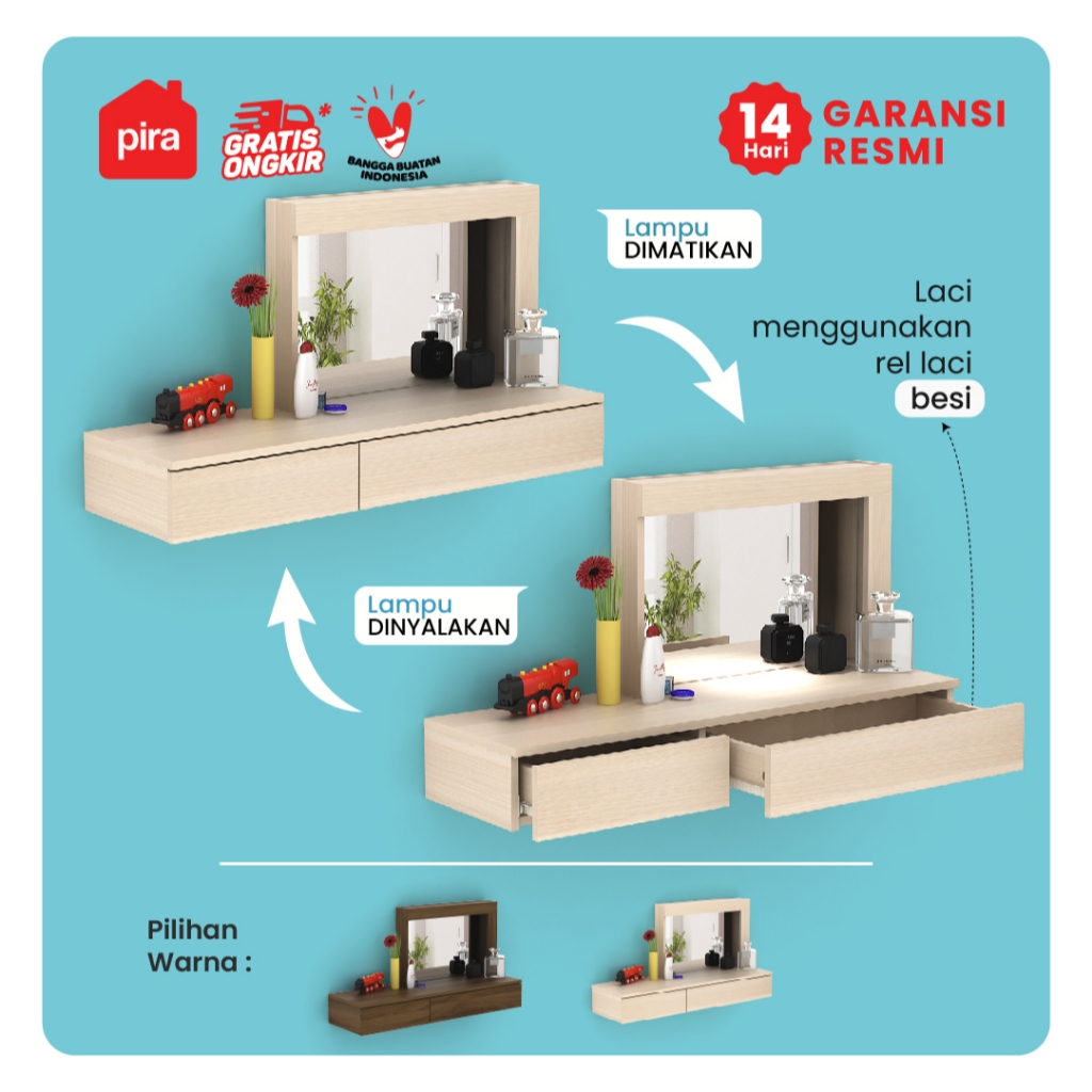 Pira - Lena WS Meja Rias Dinding