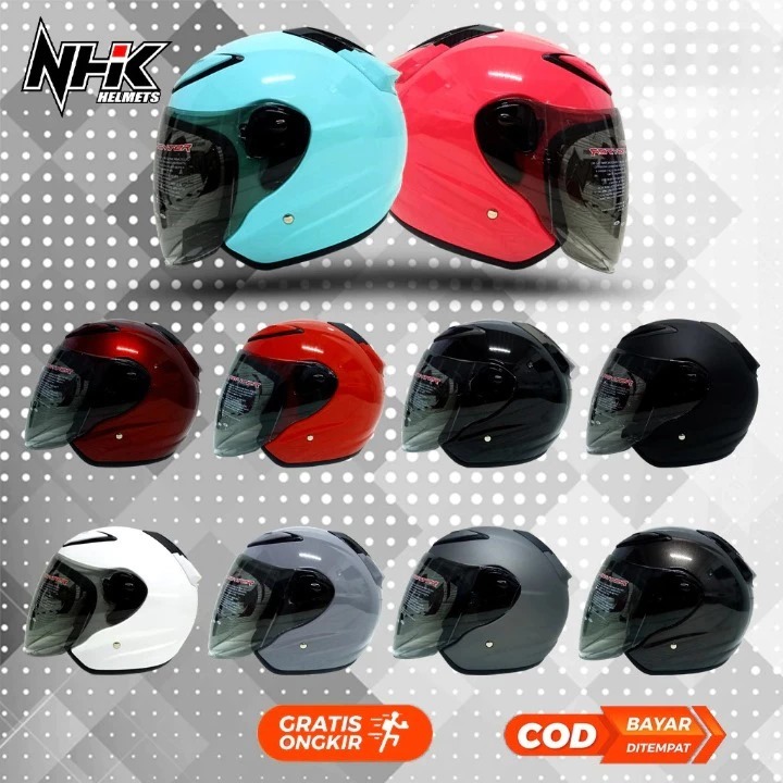 HELM NHK HALF FACE NHK R6 NHK R 6 SOLID BLACK DOFF NHK R6 POLOS