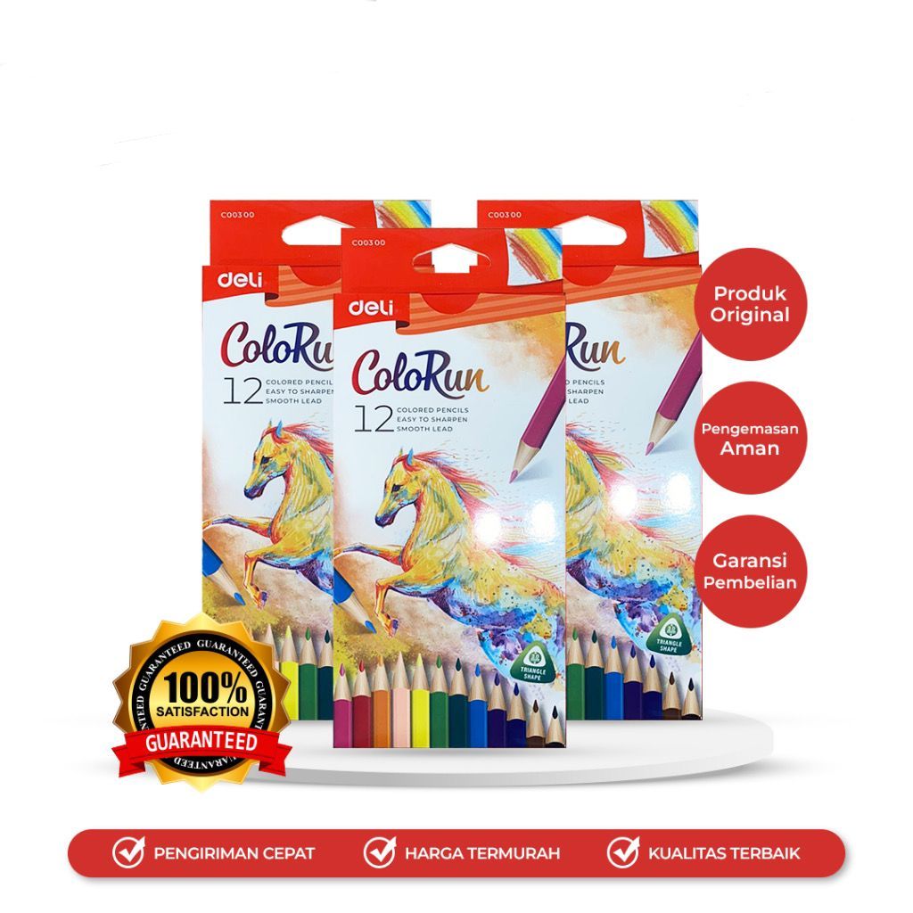 

pensil warna deli panjang 12 warna ( gambar kuda) kemasan dus ( syarat lomba gambar deli) no 1 di dunia ( merek deli)