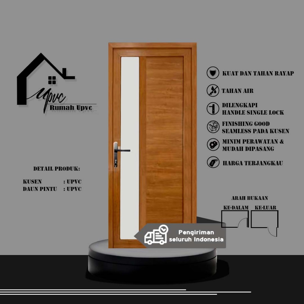 PINTU UPVC.KAMAR TIDUR.PINTU UTAMA.(GOLDEN OAK /SERAT KAYU STANDART)