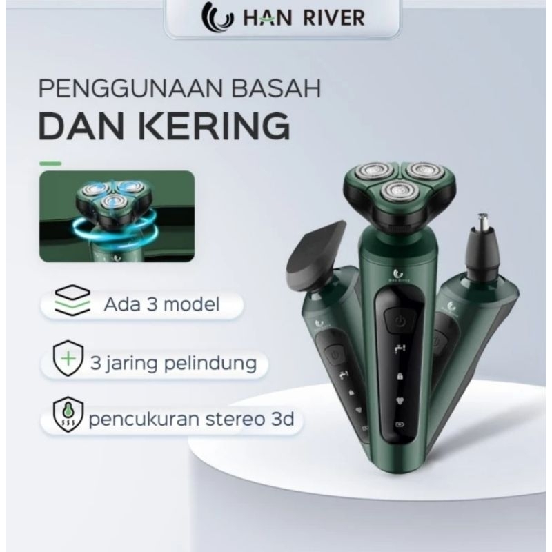 HAN RIVER CUKUR ELEKTRIK 3 INI 1 ORIGINAL SHAVER RAMBUT JENGGOT KUMIS HIDUNG