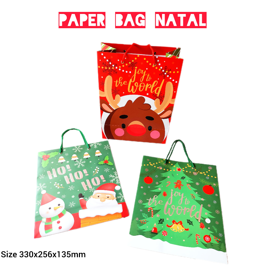

V2_Paper Bag Christmas Motif / Goodie Bag Natal / Tas Hampers Natal