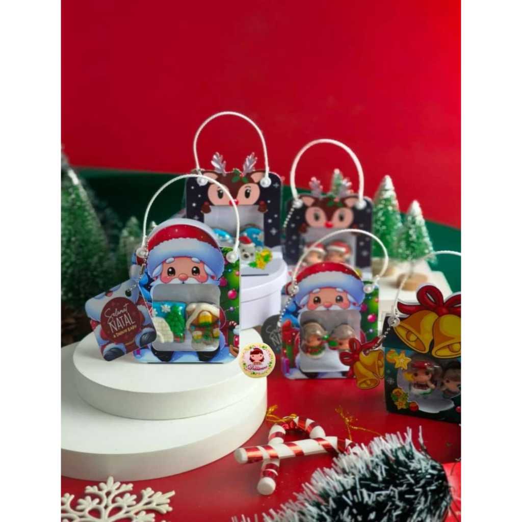 

.XM20.Christmas Souvenir Coklat Cookies Karakter Natal kemasan tenteng komplit kartu ( DS Bgr )
