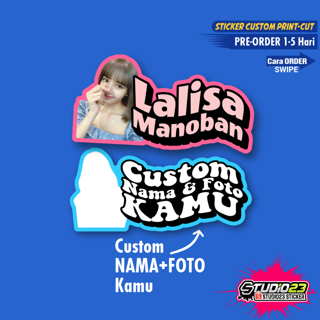 

Stiker Custom Foto dan Nama Tulisan Suka-suka (3pcs)