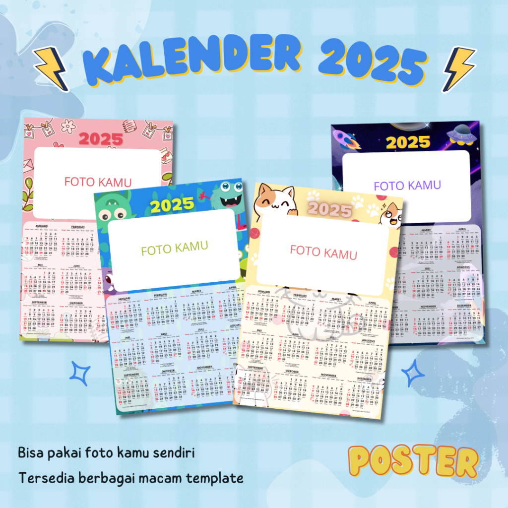 

[A4] Kalender Dinding 2025 Kalender 12 Bulanan Custom Foto Logo Murah