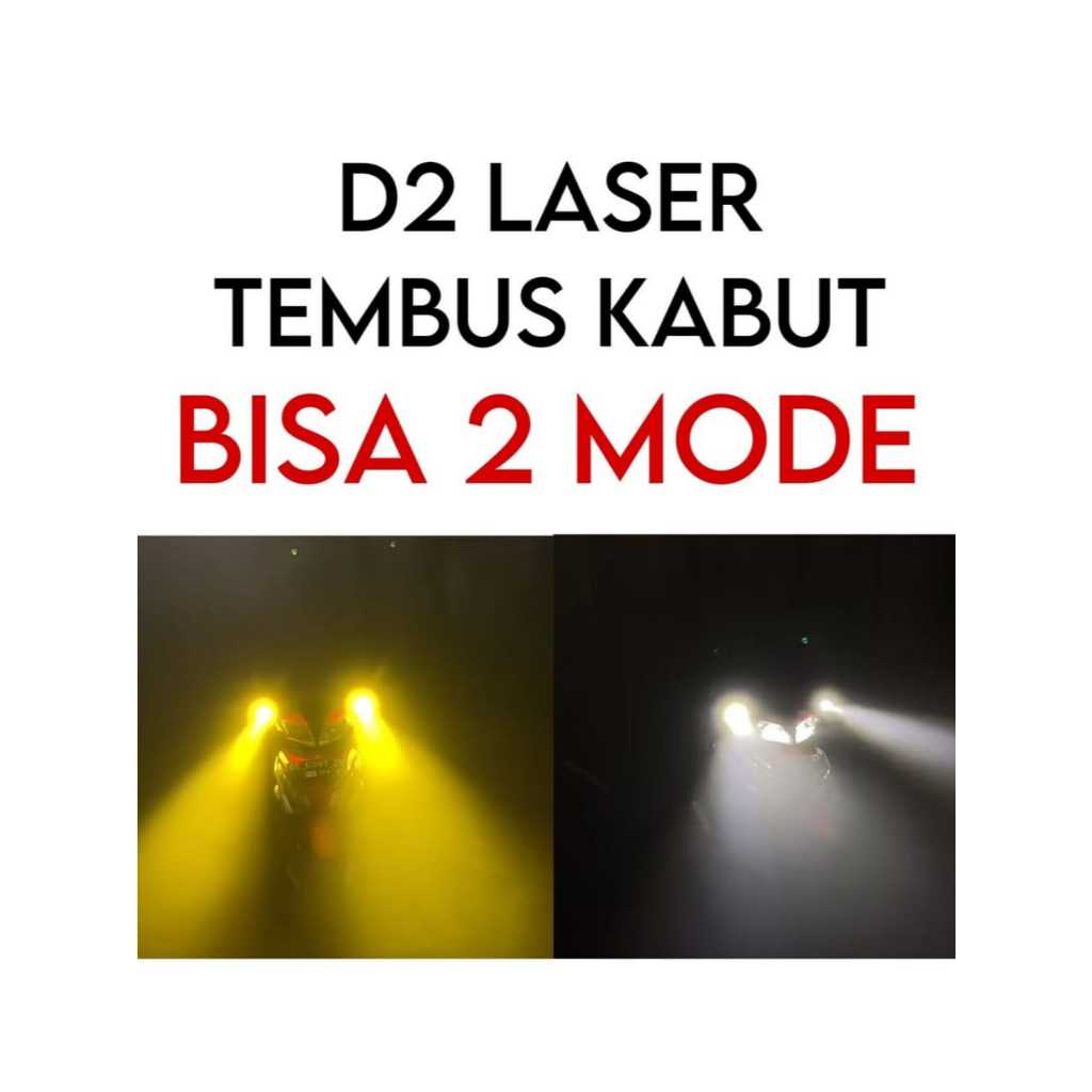 [ BERKAH MOTOR RACING ] (2 PCS) Lampu Laser D2 Lampu 2 Mode Warna Putih Kuning Lampu Tembak Laser D2