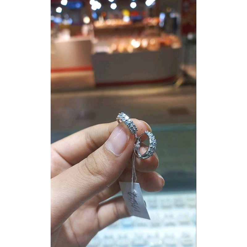 Anting Jepit Emas putih Fashion Zircons 2.12gram 750 17K