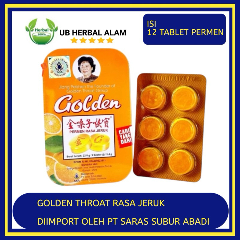 

Golden Throat Lozenges Permen rasa jeruk / radang tenggorokan