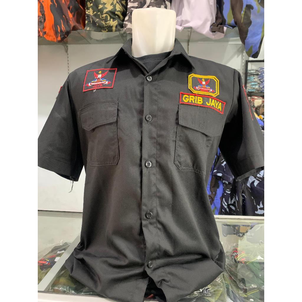 Kameja Lengan Pendek Warna Hitam - Full Logo - ORIGINAL - Toko Baret Merah