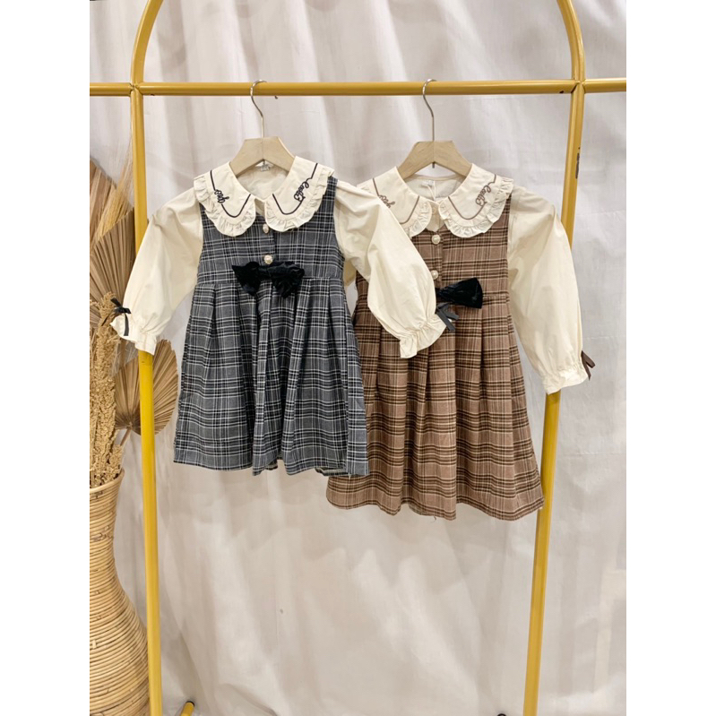 Tunik Kombinasi Kotak Anak Perempuan