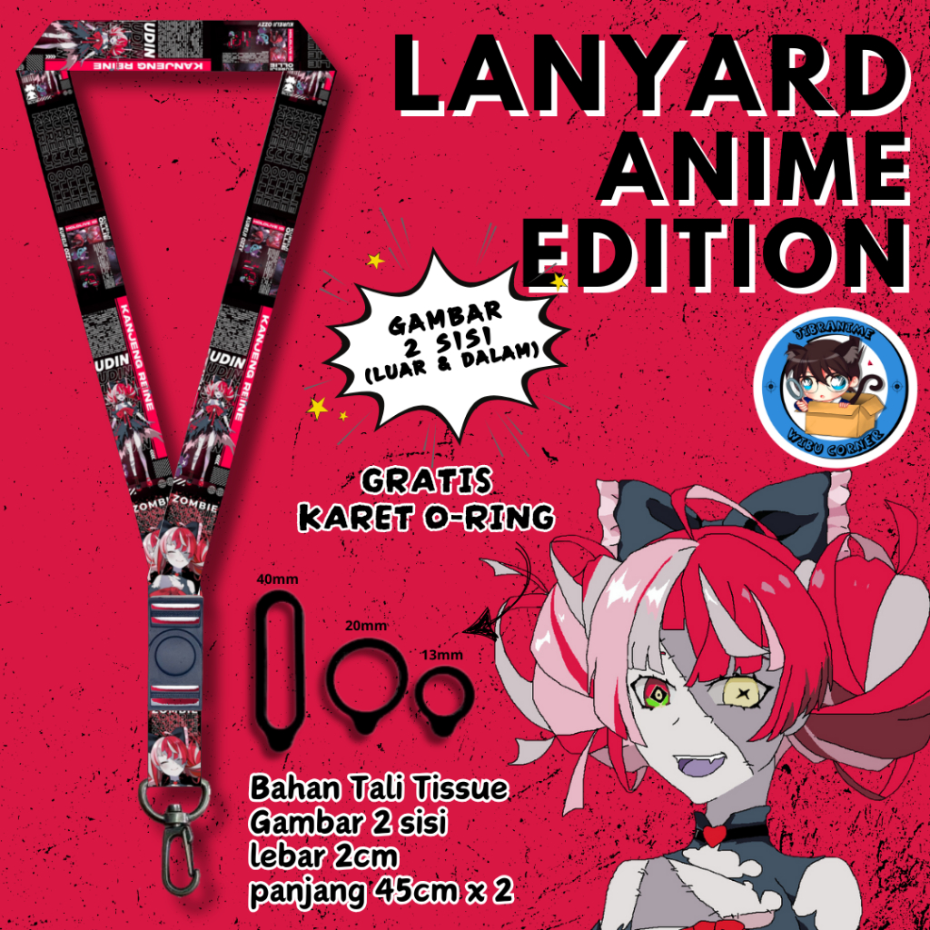 

Lanyard Panjang Anime 2 Sisi / Kureiji Ollie Hololive / gantungan kunci layard keychain