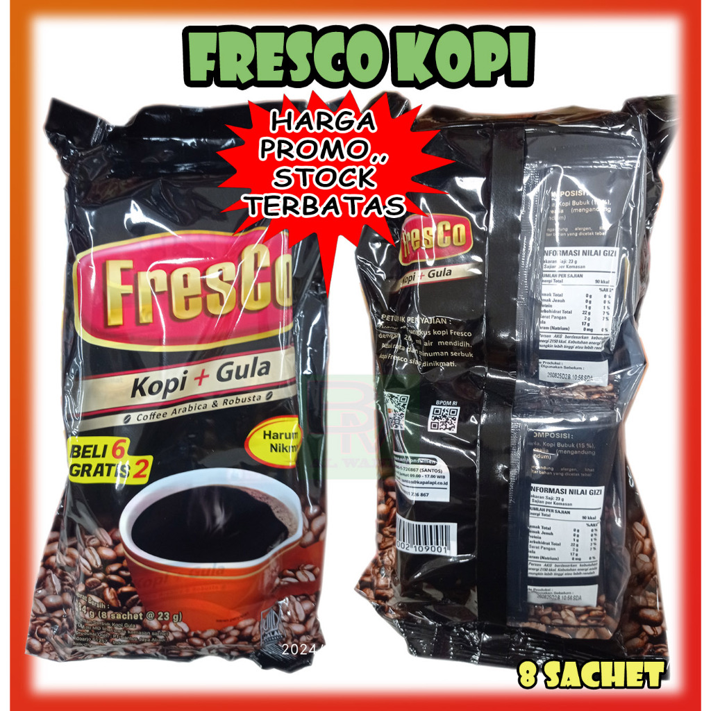 

Kopi Fresco Kopi dan Gula 1 Renceng isi 8 berat total 184 gram