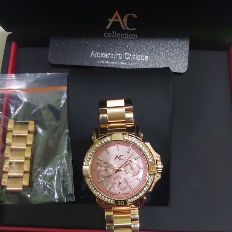 Jam AC Collection Alexandre christie warna Rose Gold 50 atm jam alexandra christie AC 9205