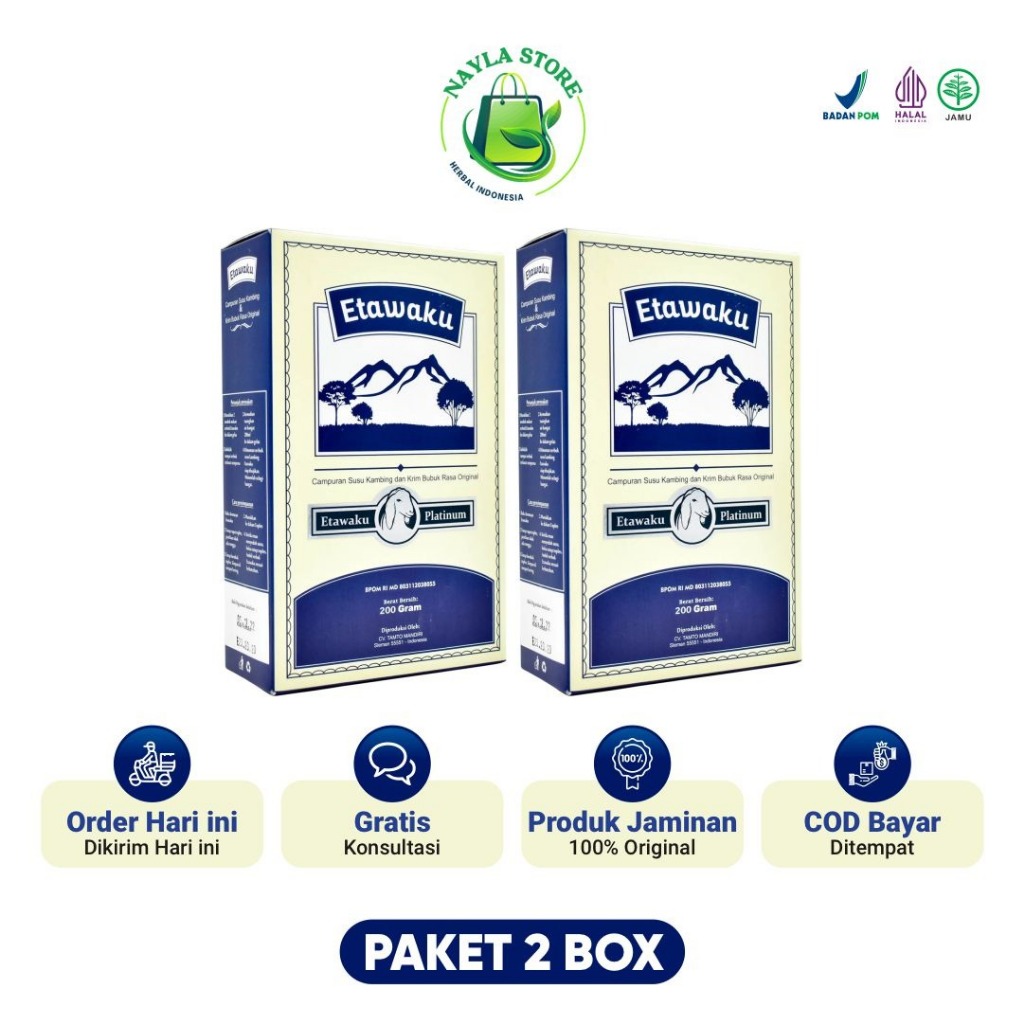 

ETAWAKU PLATINUM - Susu Kambing Etawa Original Solusi Masalah Pernafasan Dan Sendi [ PAKET 2 BOX ]