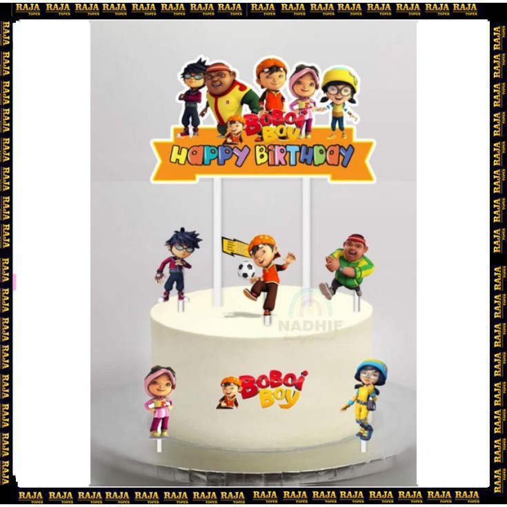 

Toper Cake/Toper Karakter/Toper Happy Birthday/Toper Ulang Tahun/Hiasan Kue Ulang Tahun/Toper Karakter BOBOIBOY/Toper Tusukan Murah