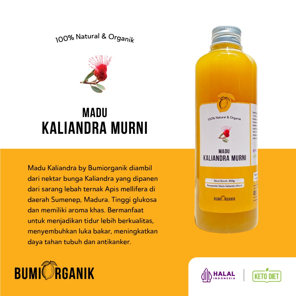 

QH MADU KALIANDRA MURNI RAW ASLI 650GRAM ORIGINAL BUMI ORGANIK / ALAMI TANPA CAMPURAN APAPUN RAW