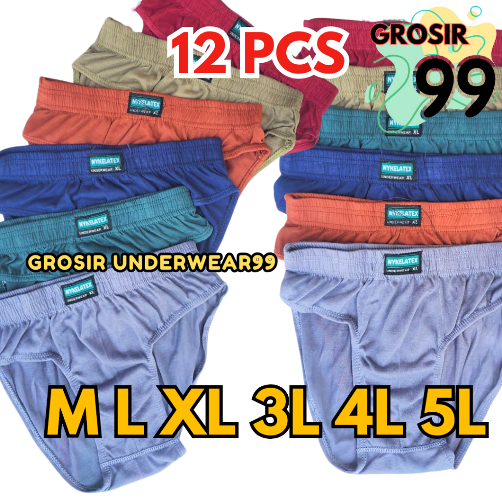 TERLARIS 12 PCS CELANA DALAM COWOK CD PRIA KARET KECIL MURAH HARIAN GROSIR99