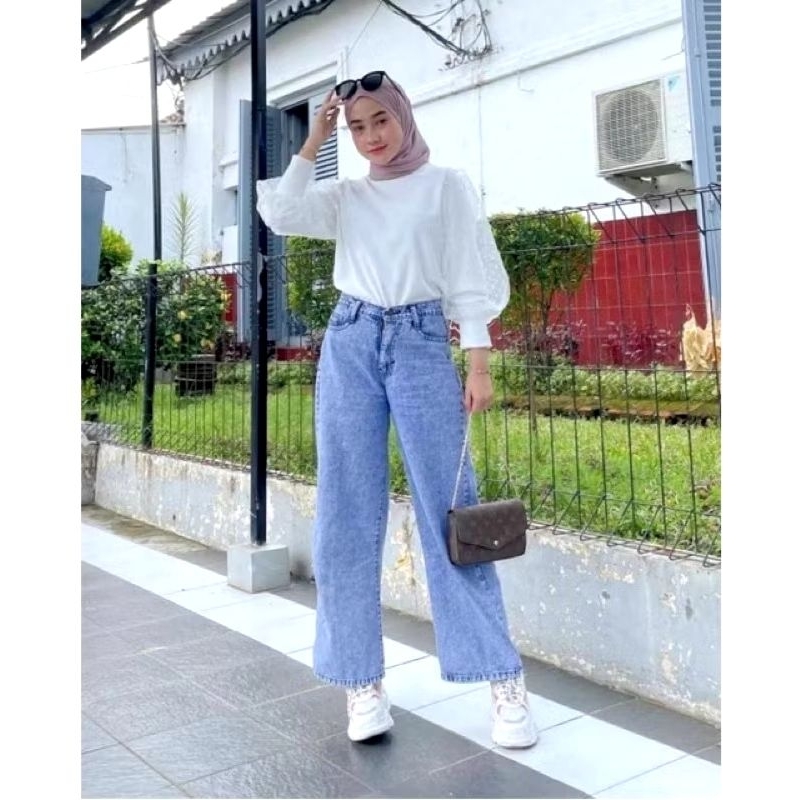 HW Kulot Jeans Wanita Loose