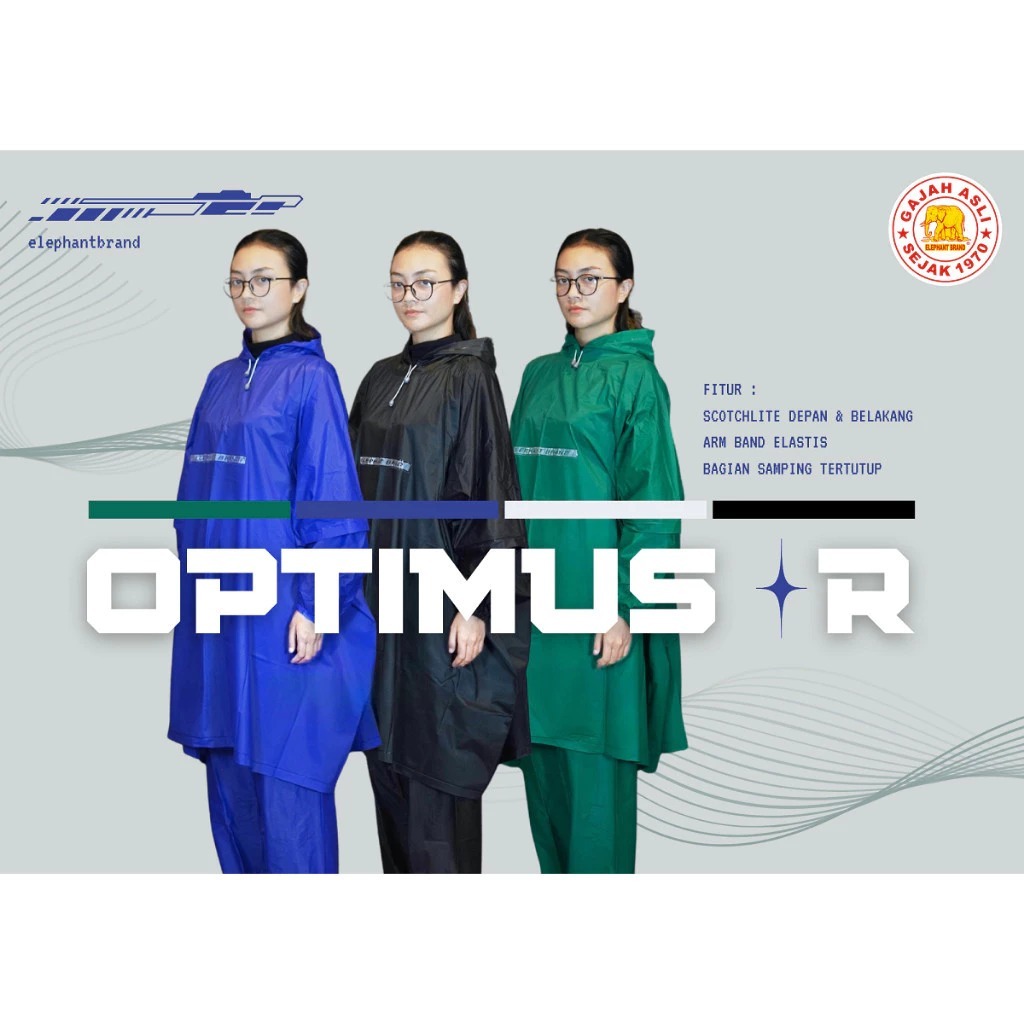 Jas Hujan Ponco Lengan Celana Elephant Brand Jas Hujan Optimus R Pria Wanita Elephant Brand