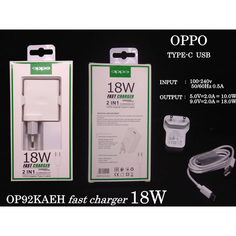 CHARGER OPPO A74 A74 5G ORIGINAL 100% FAST CHARGING 18W TYPE C