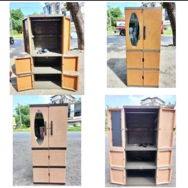 Lemari Baju Combi/ Lemari Pakaian/ Lemari Plastik Susun 4/ Gantung Lemari Rotan/ Lemari Kaca Orion C