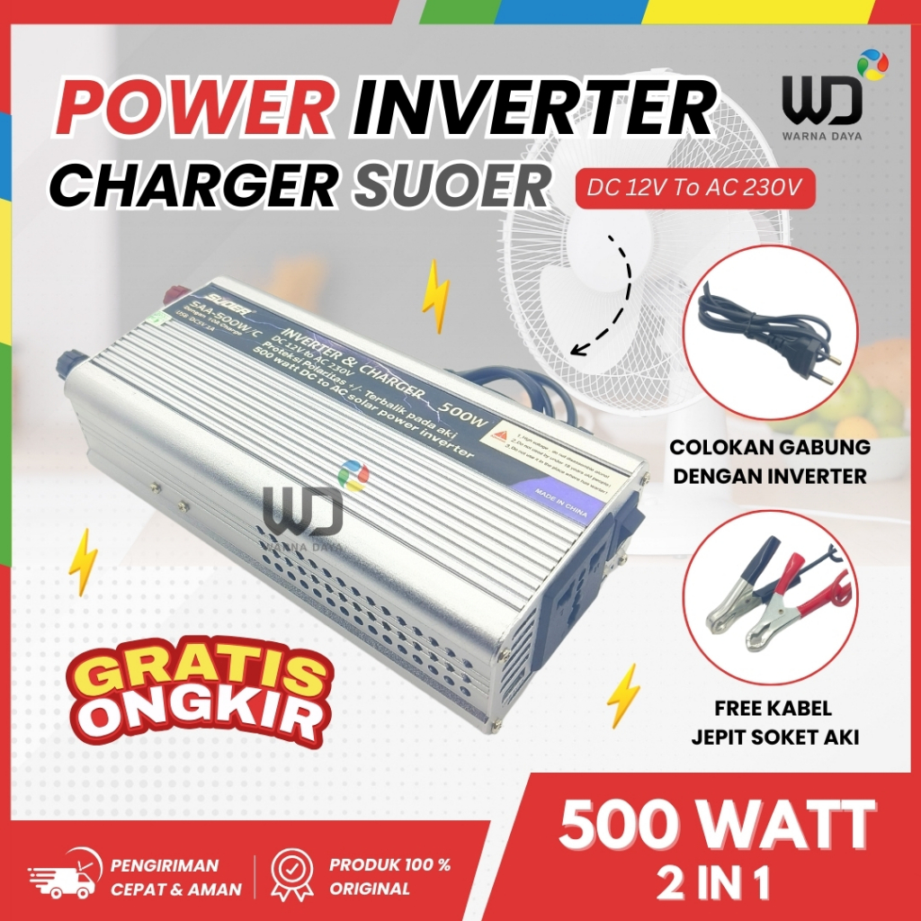 INVERTER DAN CHARGER SUOER 500WATT MURAH