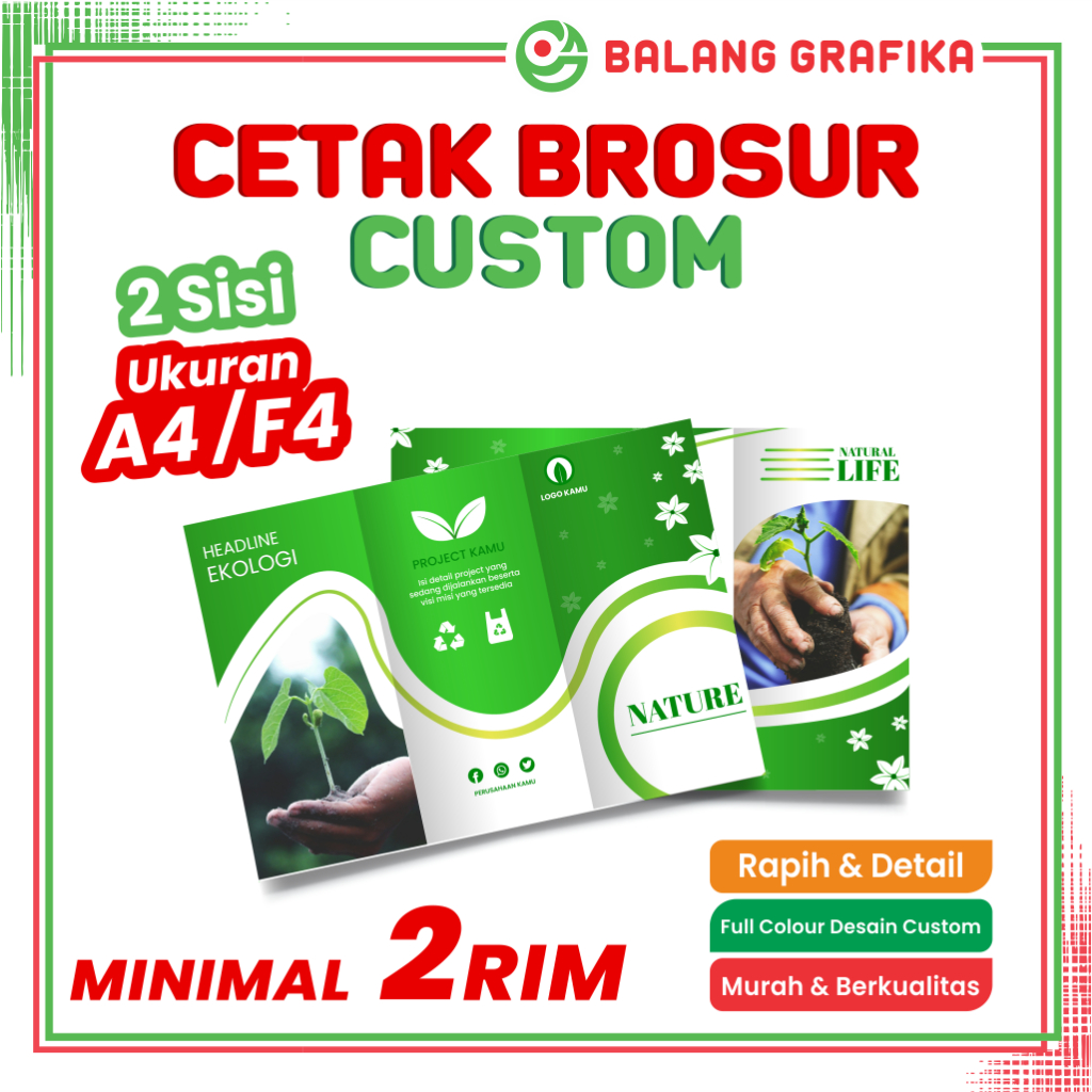 

Cetak Brosur Custom Flyer Murah ( 2 Sisi ) Bahan Art Paper 150gsm