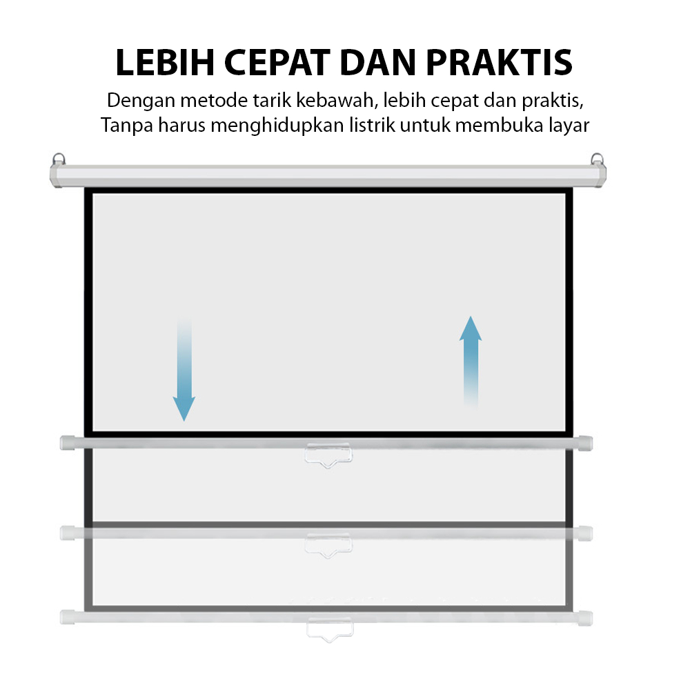 LAYAR PROYEKTOR GANTUNG GULUNG OTOMATIS 72 84 100 120 INCH 16:9 SCREEN PROYEKTOR GANTUNG WITH AUTO