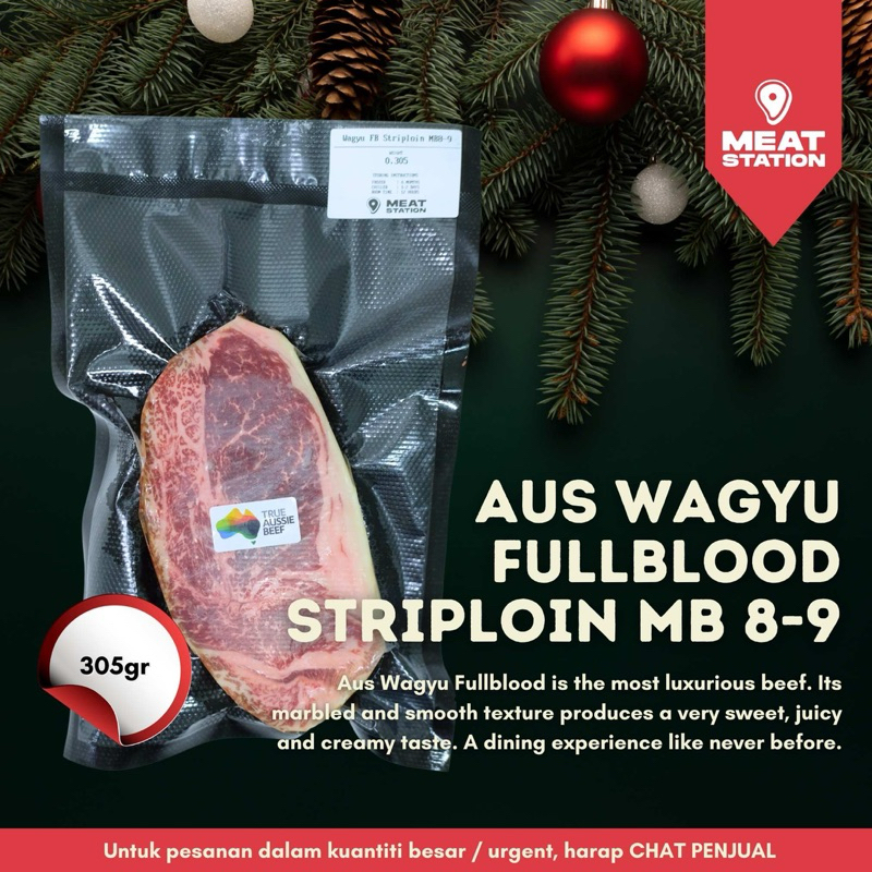 

AUS Wagyu Fullblood Striploin MB 8-9 305g/ Beef Steak / Beef Import