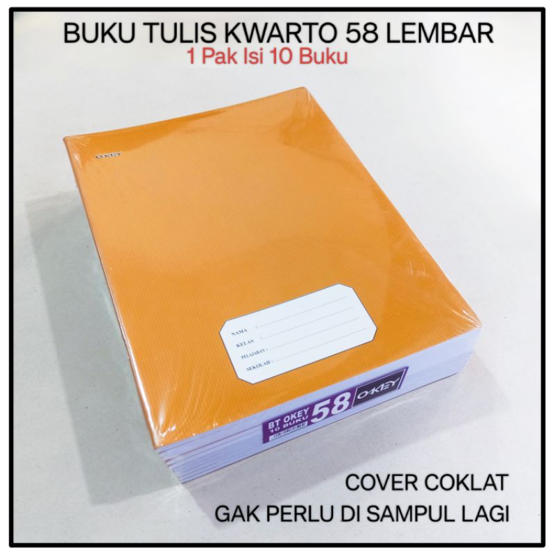 

1 Pak Buku Tulis Kwarto Cover Coklat Isi 10 Buku