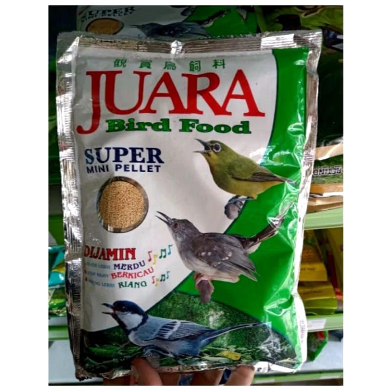 PAKAN JUARA BIRD FOOD SUPER MINI 450 GR PELLET WARNA COKLAT MURAH BERKUALITAS BURUNG PLECI PRENJAK T