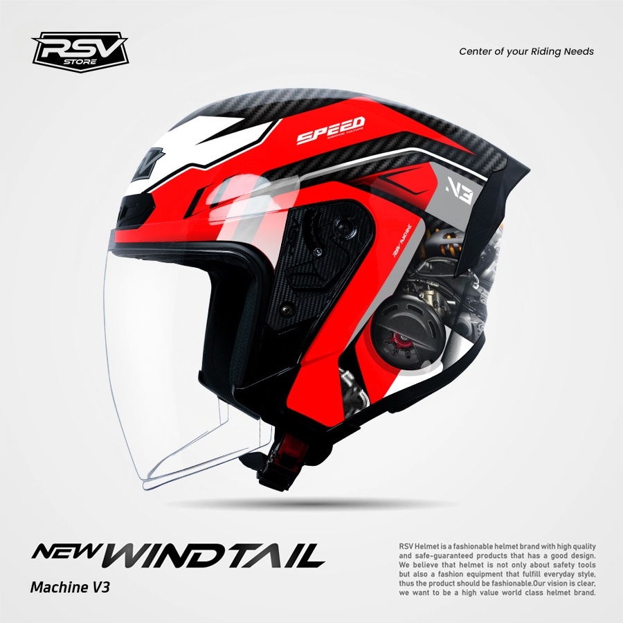HELM RSV NEW WINDTAIL MACHINE V3 GLOSSY SINGLE VISOR