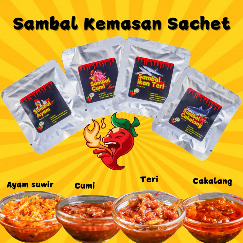 Sambal Cumi Sachet / Sambal Cakalang / Sambal Teri medan / Sambal ayam suwir / Sambal terasi  / Samb