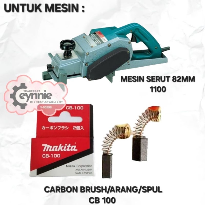 CARBON BRUSH MESIN SERUT KAYU 82MM 1100 MAKITA CB 100 ARANG SPUL MESIN SERUT KAYU 82MM 1100 CB100 MA